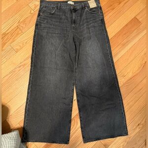 NWT Madewell Women’s Super Wide Leg Black Jeans